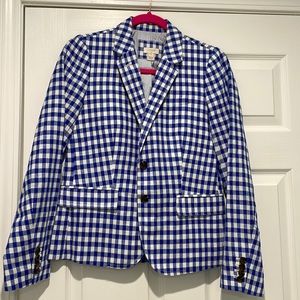 JCrew Blue and White Plaid Blazer